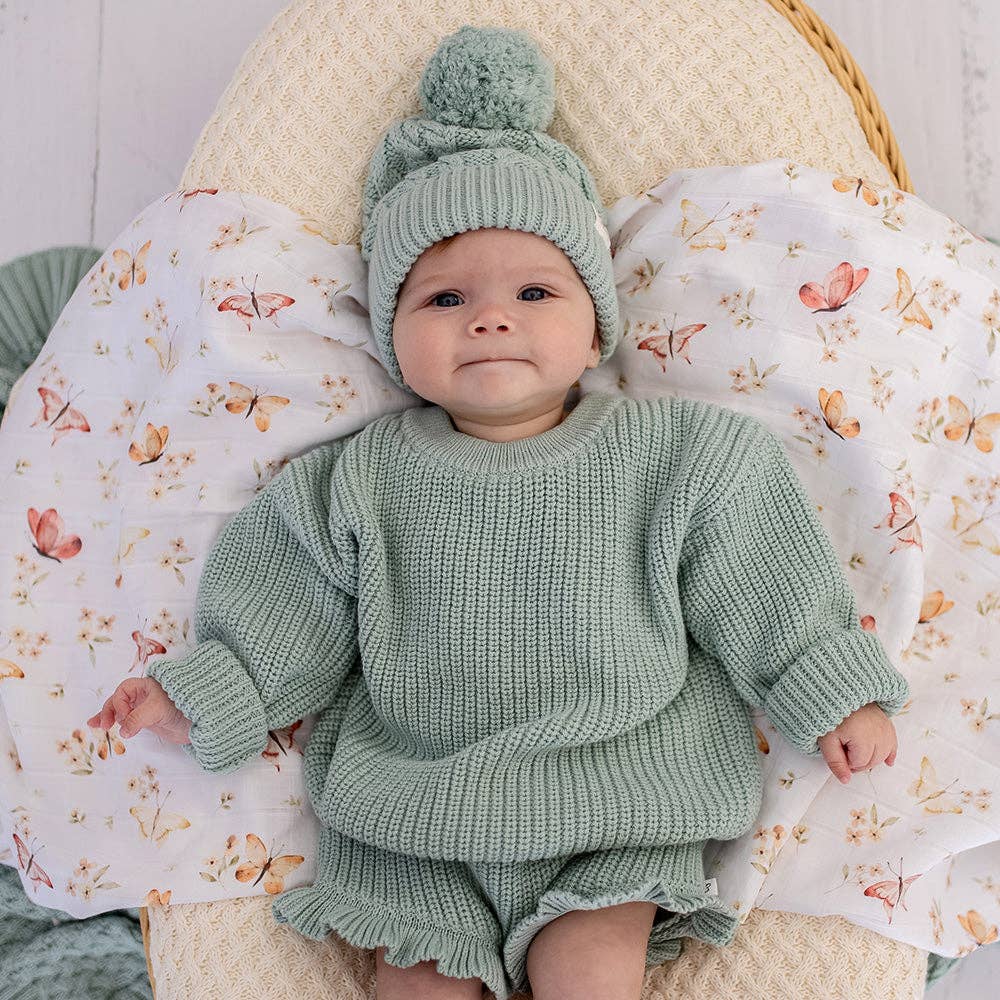 Sage Oversized Cotton Knit Jumper: Size 1-2