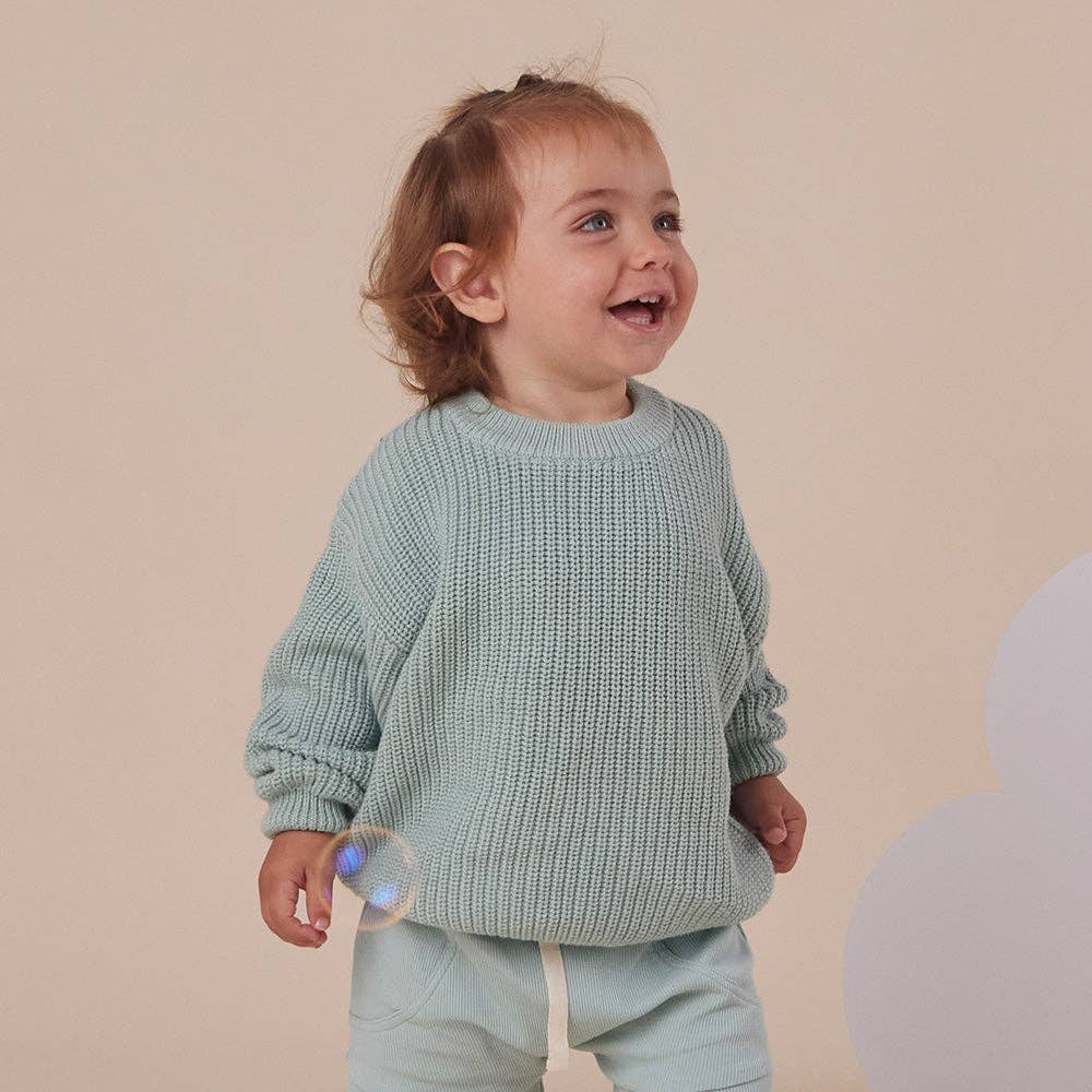 Sage Oversized Cotton Knit Jumper: Size 5-6