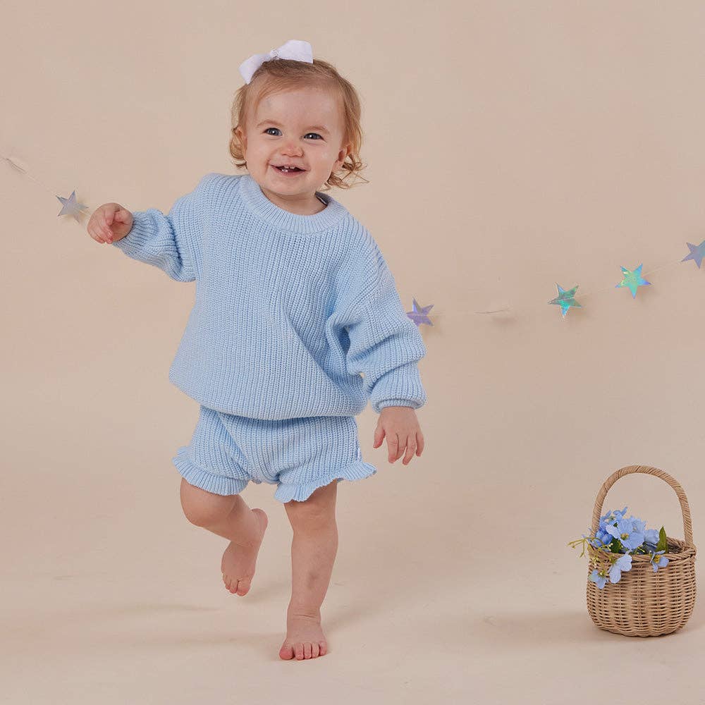 Baby Blue Oversized Cotton Knit Jumper: Size 5-6