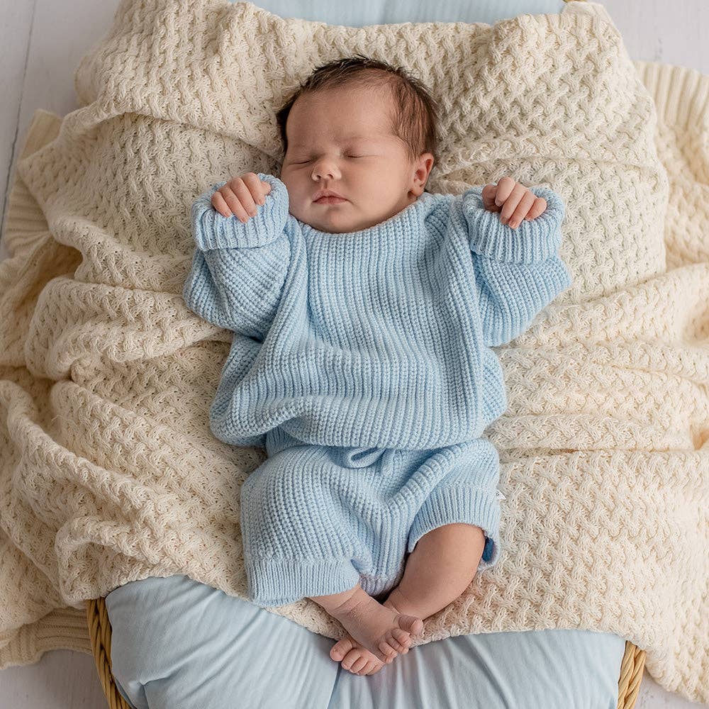 Baby Blue Oversized Cotton Knit Jumper: Size 3-4