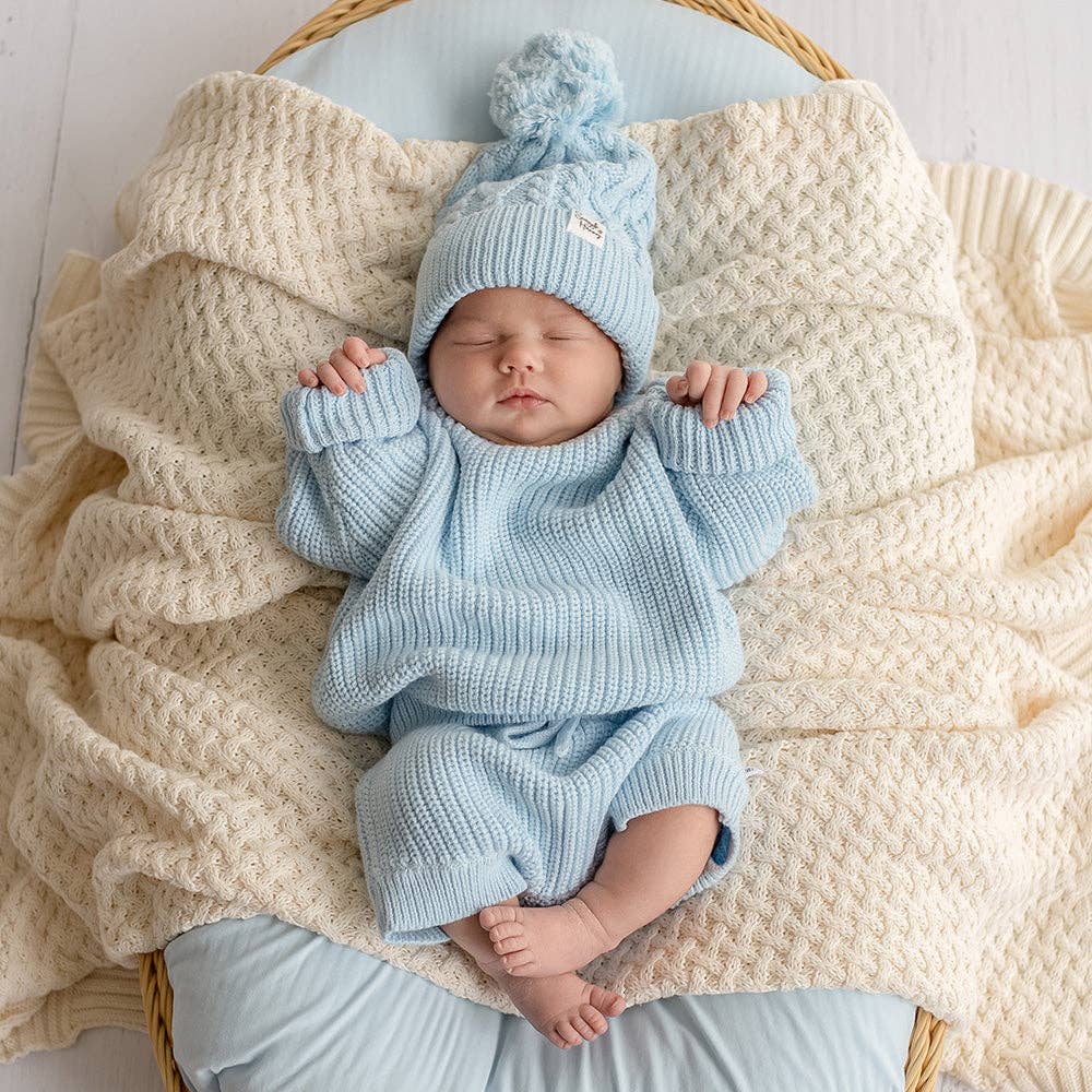 Baby Blue Oversized Cotton Knit Jumper: Size 3-4