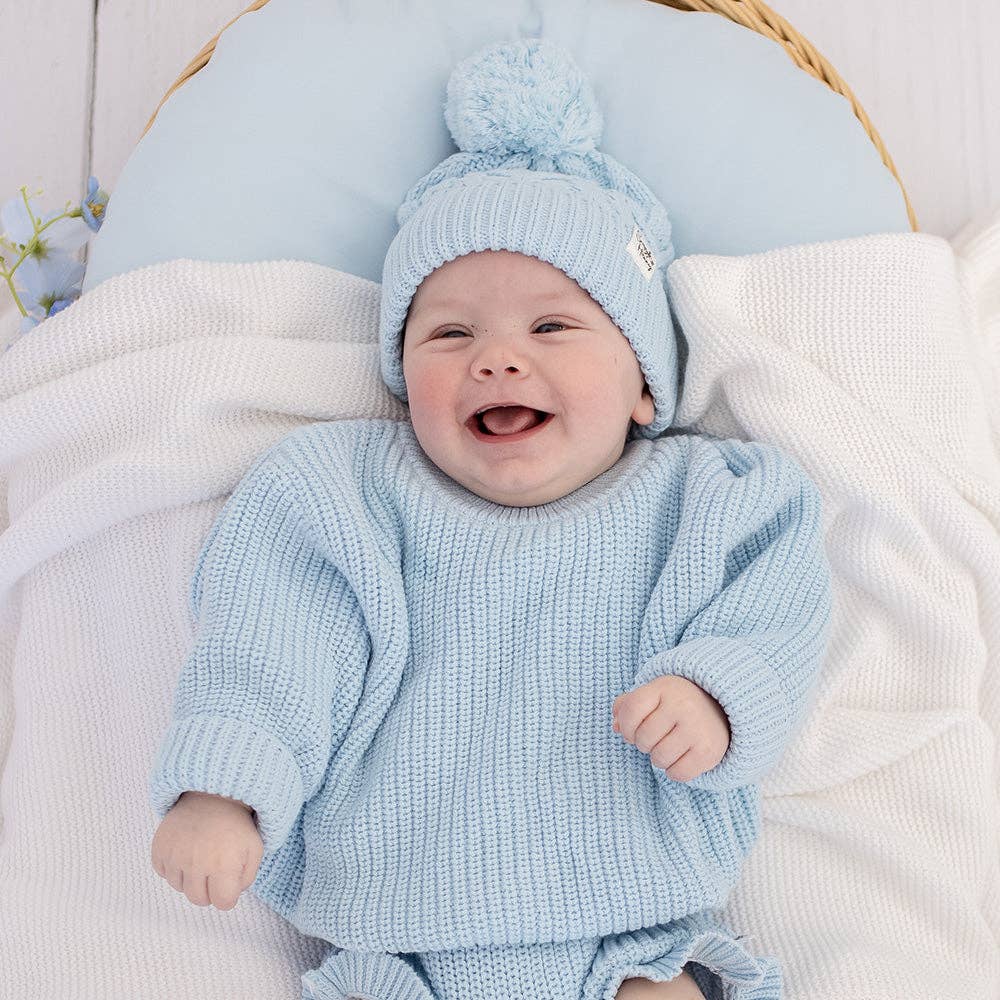 Baby Blue Oversized Cotton Knit Jumper: Size 3-4