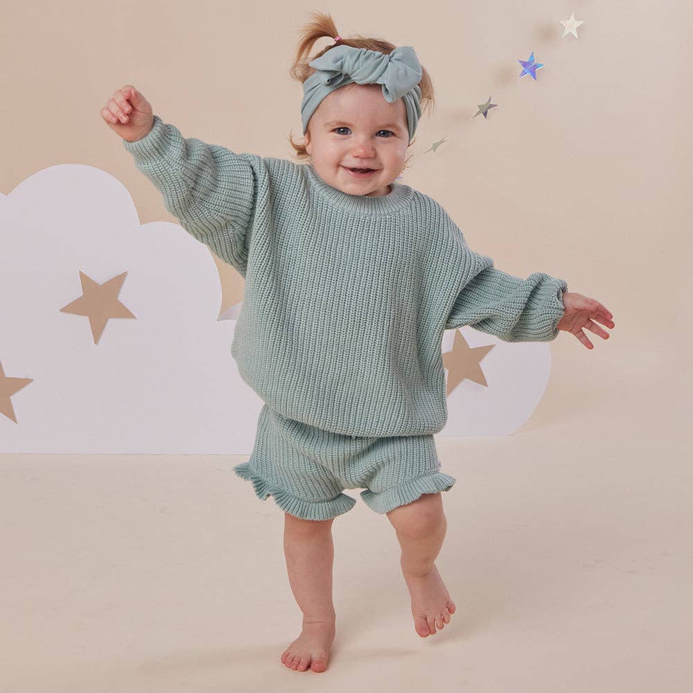 Sage Oversized Cotton Knit Jumper: Size 3-4