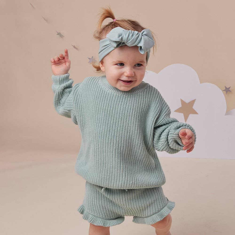 Sage Oversized Cotton Knit Jumper: Size 5-6