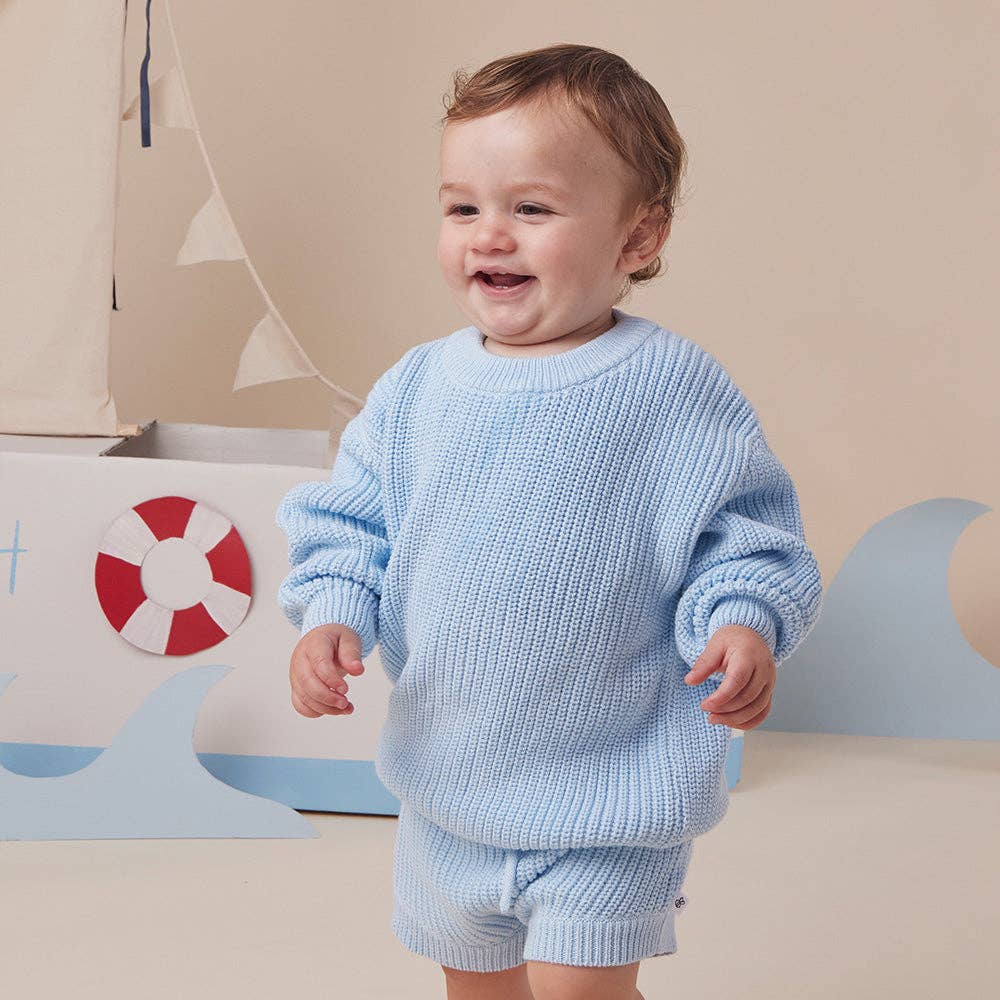 Baby Blue Oversized Cotton Knit Jumper: Size 5-6
