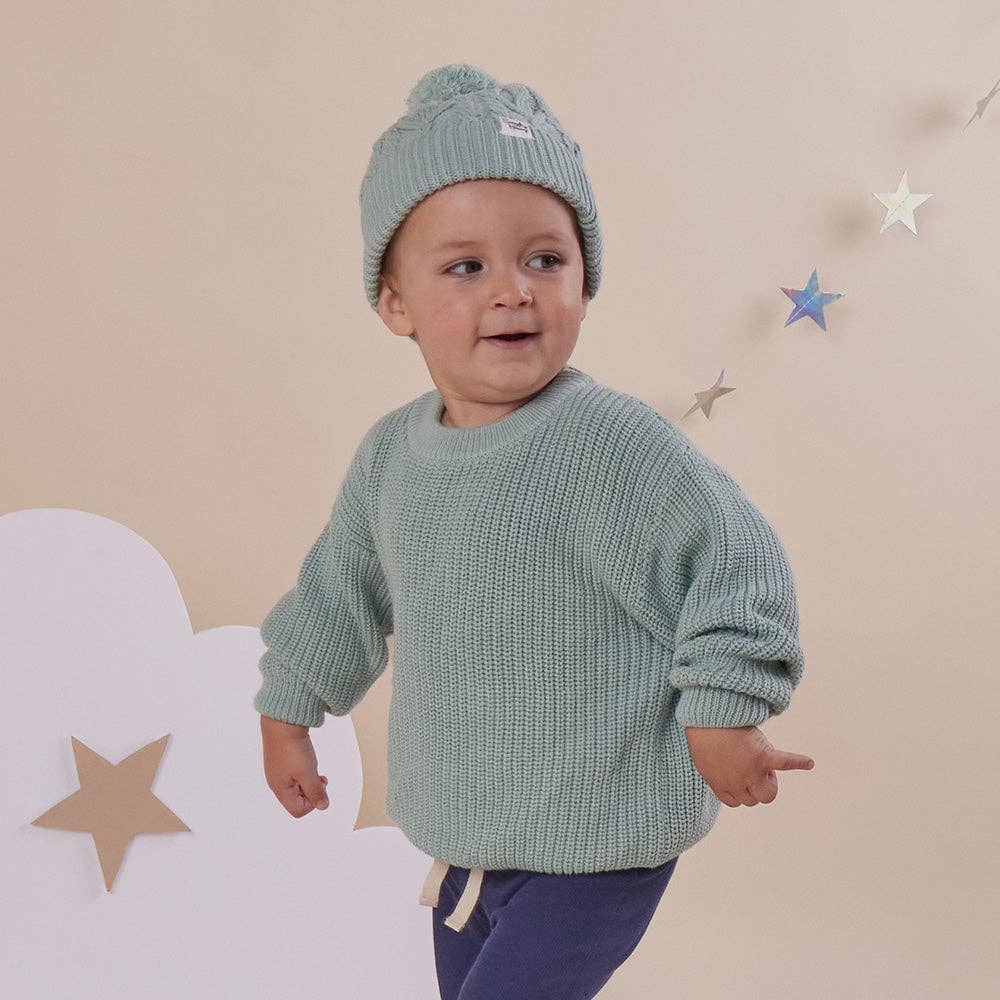 Sage Oversized Cotton Knit Jumper: Size 5-6