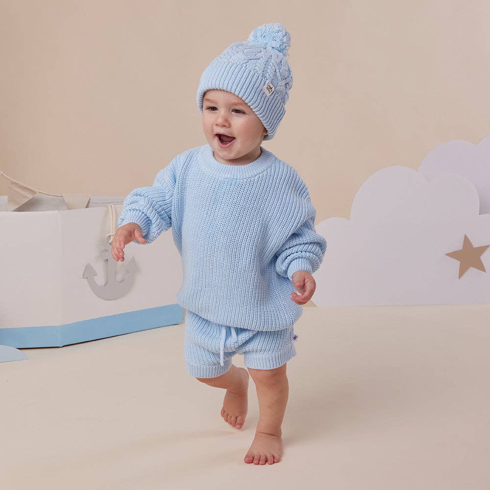 Baby Blue Oversized Cotton Knit Jumper: Size 5-6