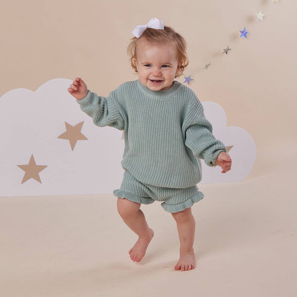 Sage Oversized Cotton Knit Jumper: Size 3-4