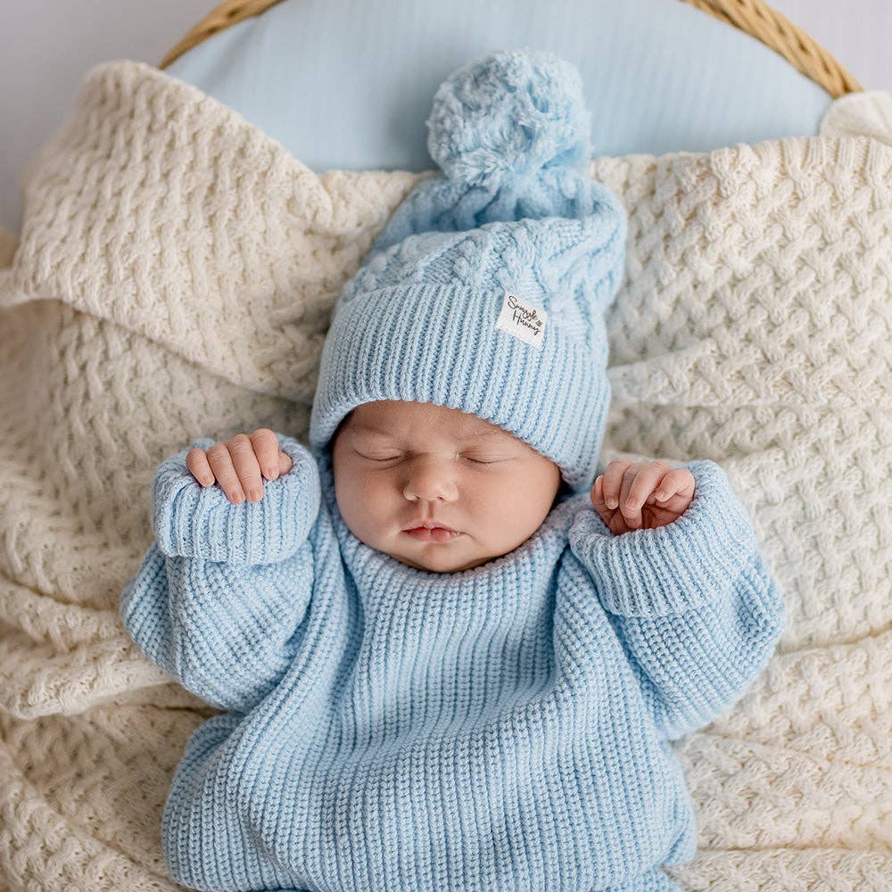 Baby Blue Oversized Cotton Knit Jumper: Size 3-4