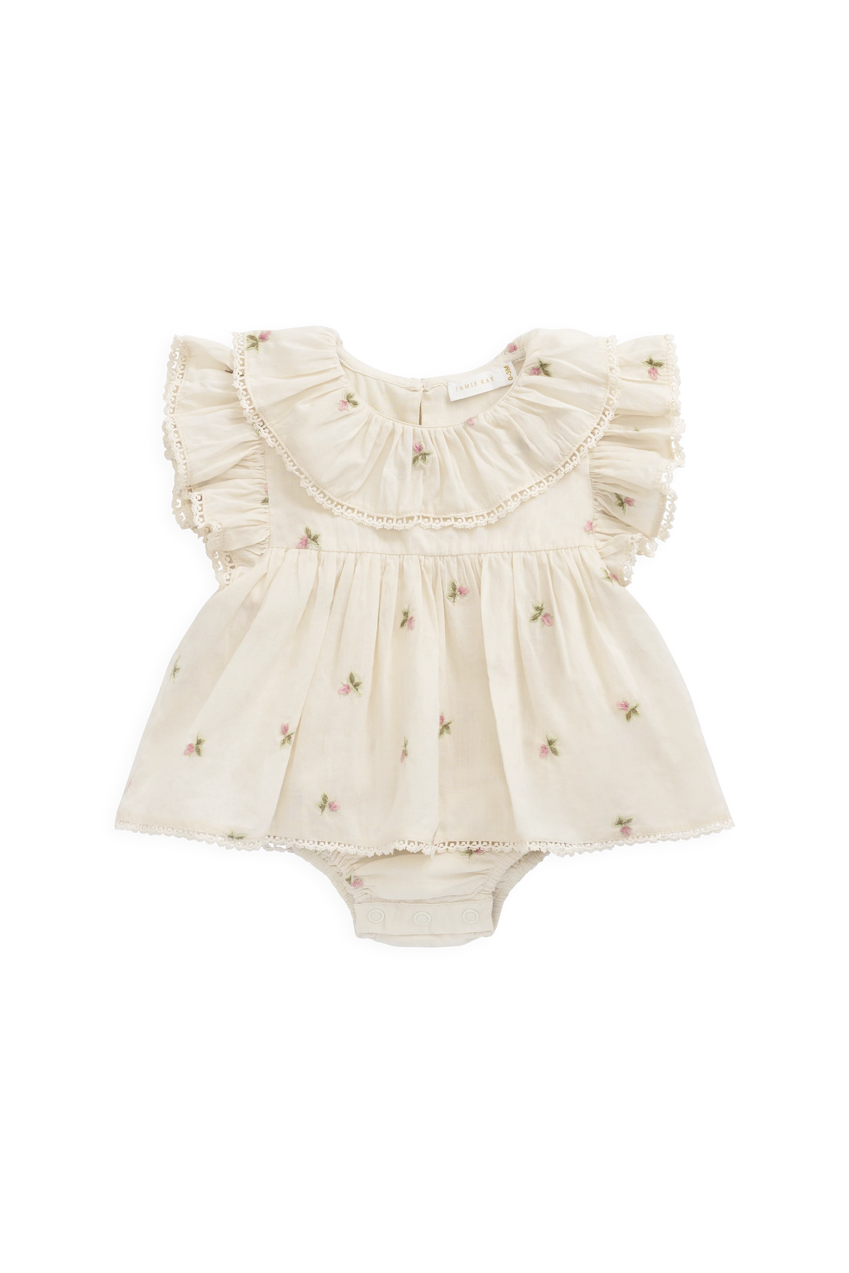 Organic Cotton Frannie Playsuit - Rosebud Egret
