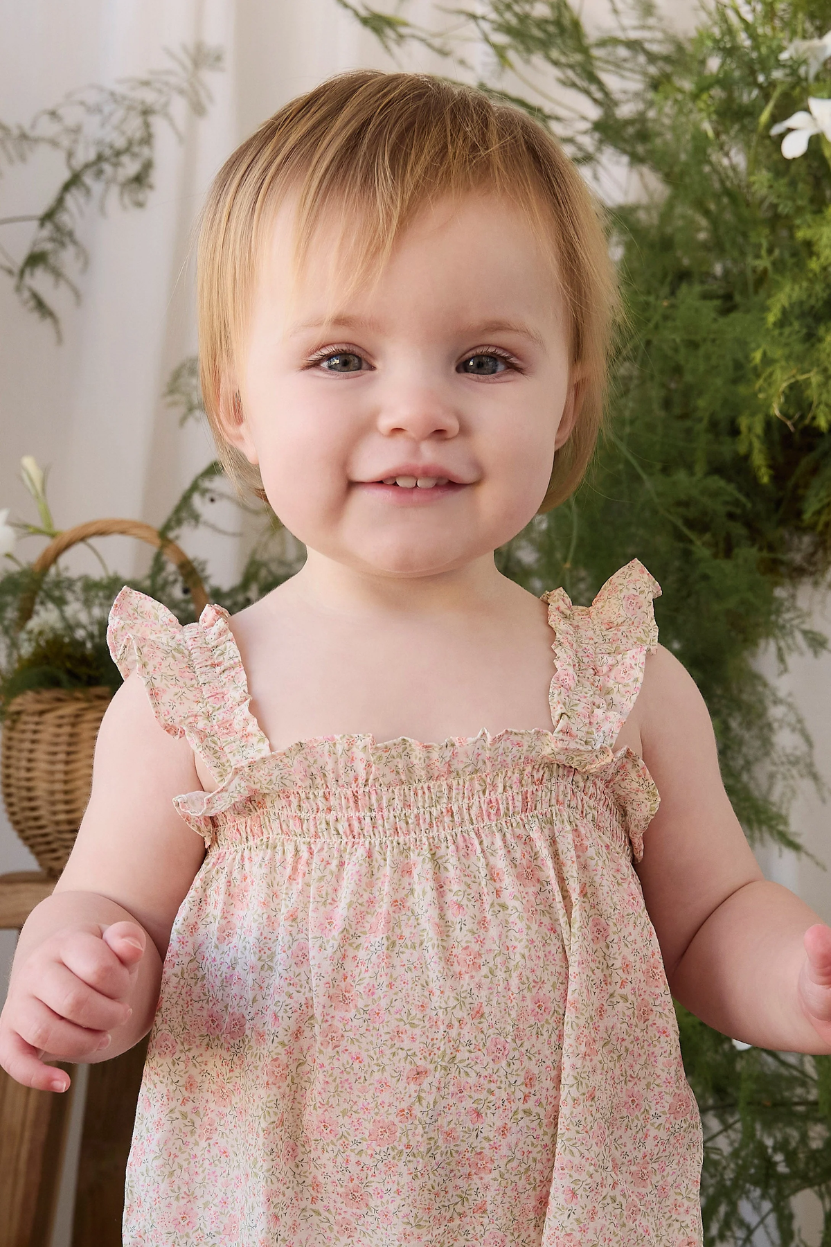 Organic Cotton Catalina Playsuit - Flora Pink