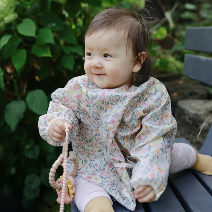 Mushie Long Sleeve Bib - Pastel Blooms