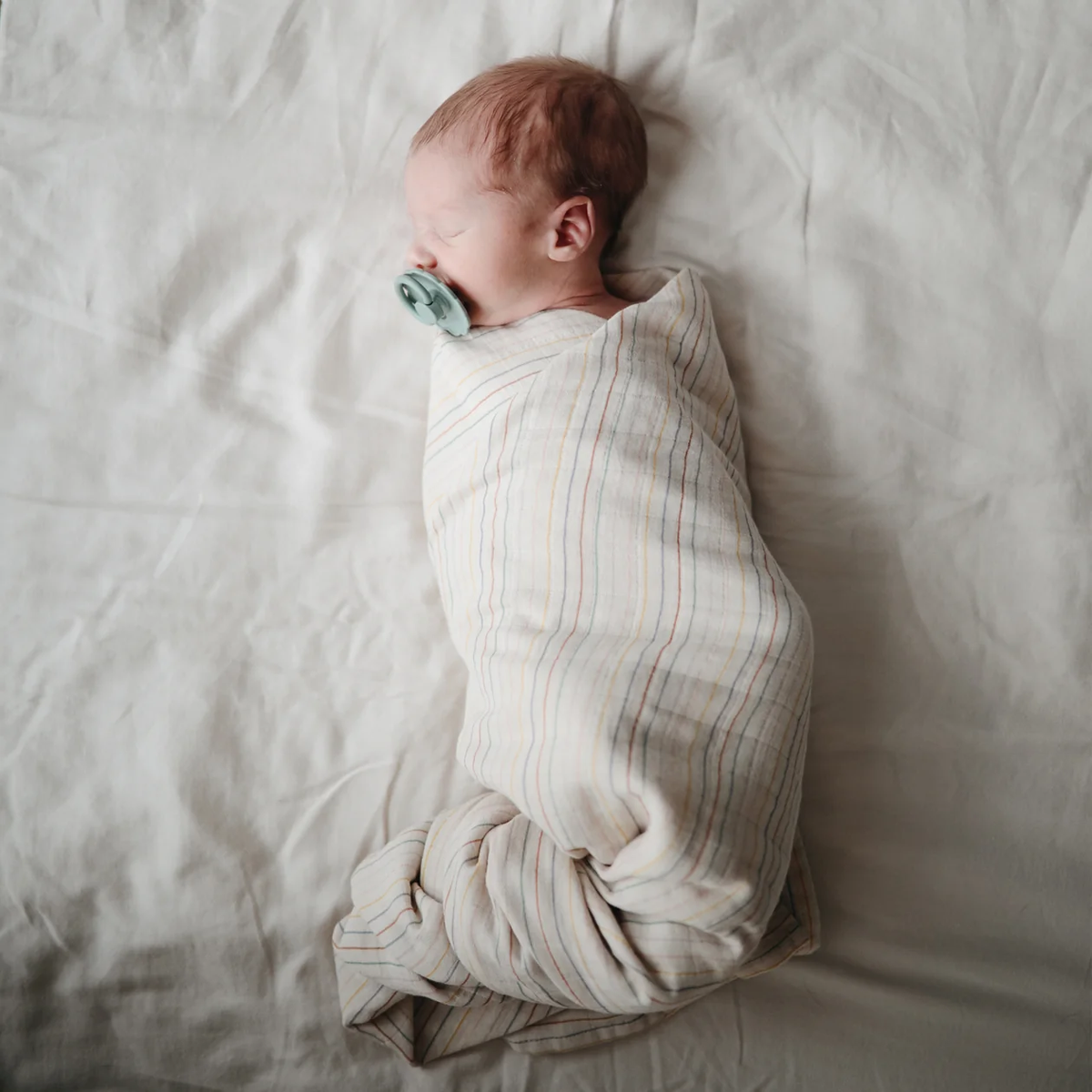 Mushie Organic Cotton Muslin Swaddle Blanket - Retro Stripes