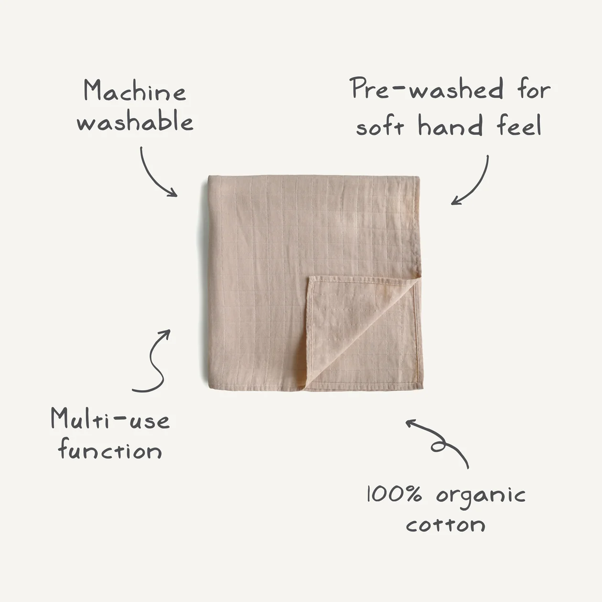Mushie Organic Cotton Muslin Swaddle Blanket - Retro Stripes