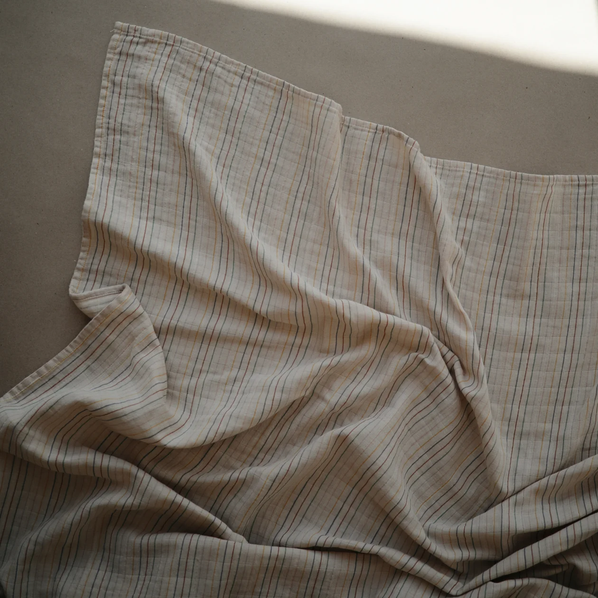 Mushie Organic Cotton Muslin Swaddle Blanket - Retro Stripes