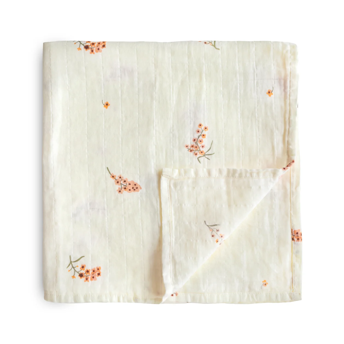 Mushie Organic Cotton Muslin Swaddle Blanket - Flowers