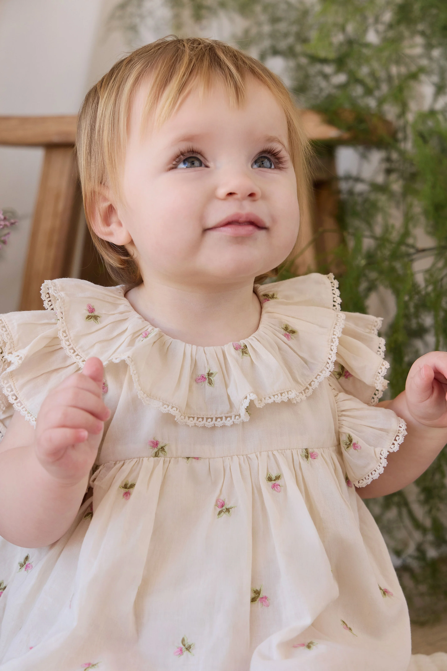 Organic Cotton Frannie Playsuit - Rosebud Egret