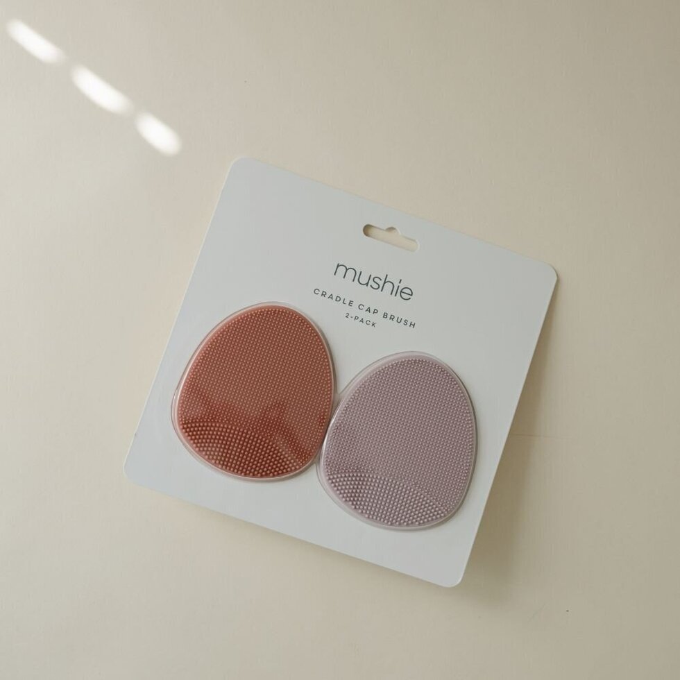 Mushie Cradle Cap Brush - 2 pack Rose / Soft Lilac