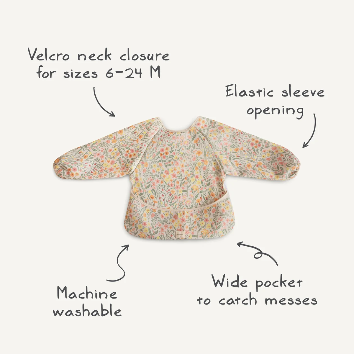 Mushie Long Sleeve Bib - Olive Check