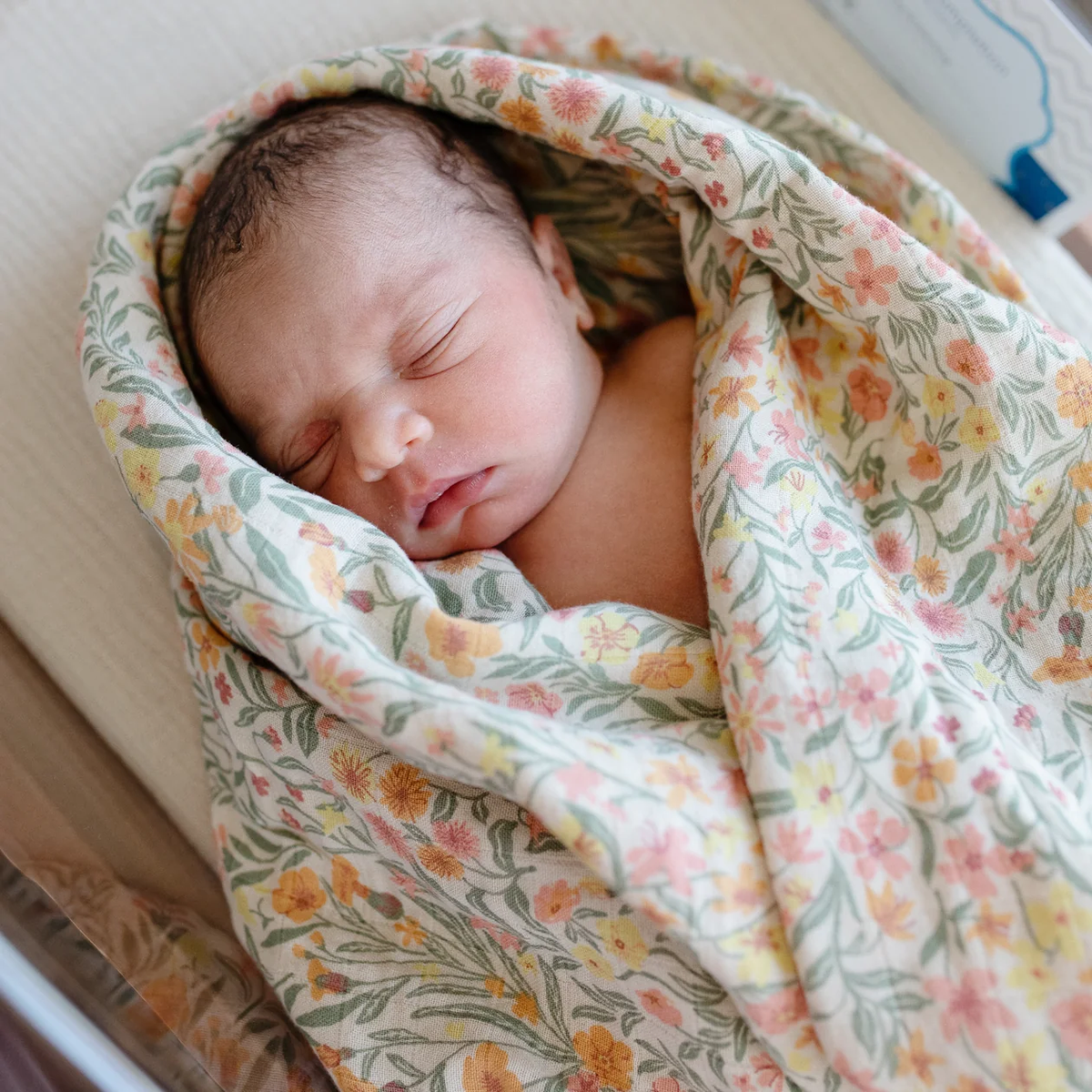 Mushie Organic Cotton Muslin Swaddle Blanket - Pastel Blooms