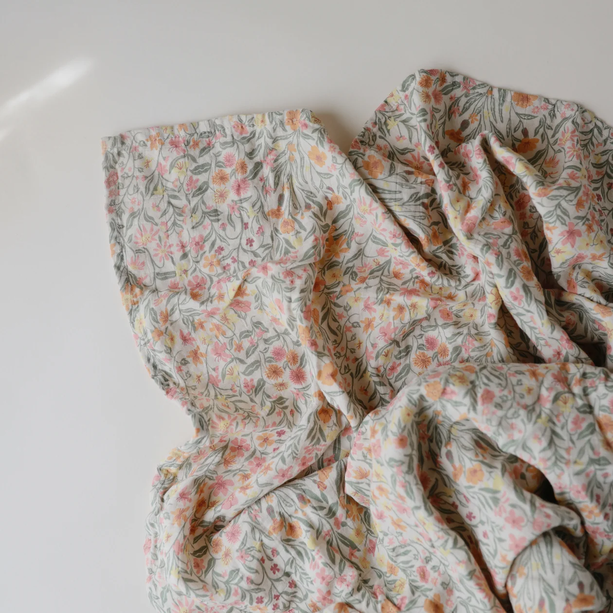 Mushie Organic Cotton Muslin Swaddle Blanket - Pastel Blooms