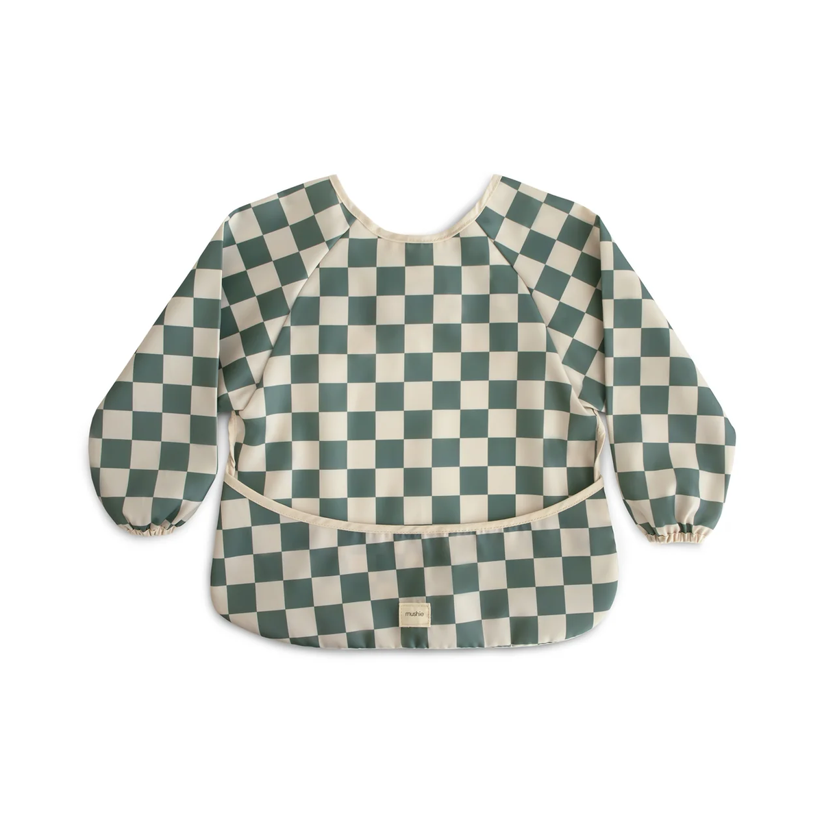 Mushie Long Sleeve Bib - Olive Check