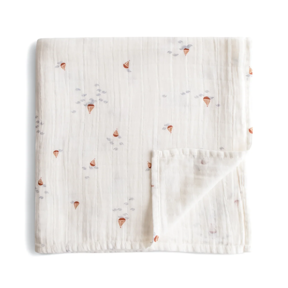 Mushie Organic Cotton Muslin Swaddle Blanket - Boats