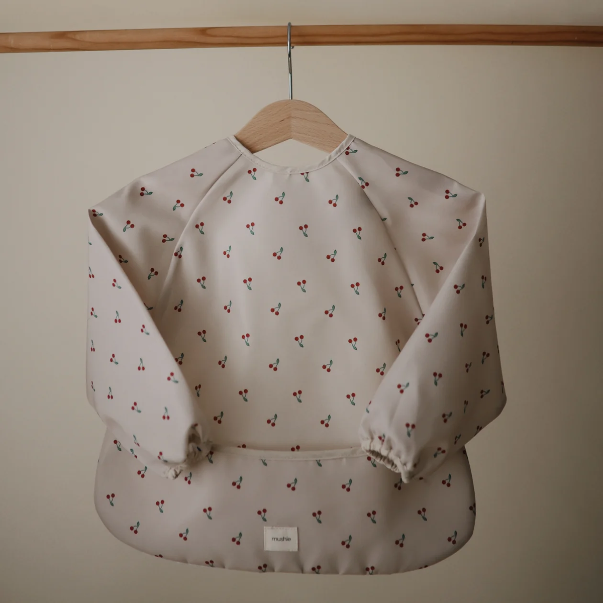 Mushie Long Sleeve Bib - Cherries