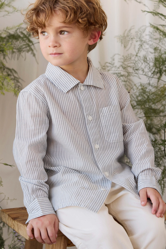 Organic Cotton Isaiah Shirt - Harbour Stripe