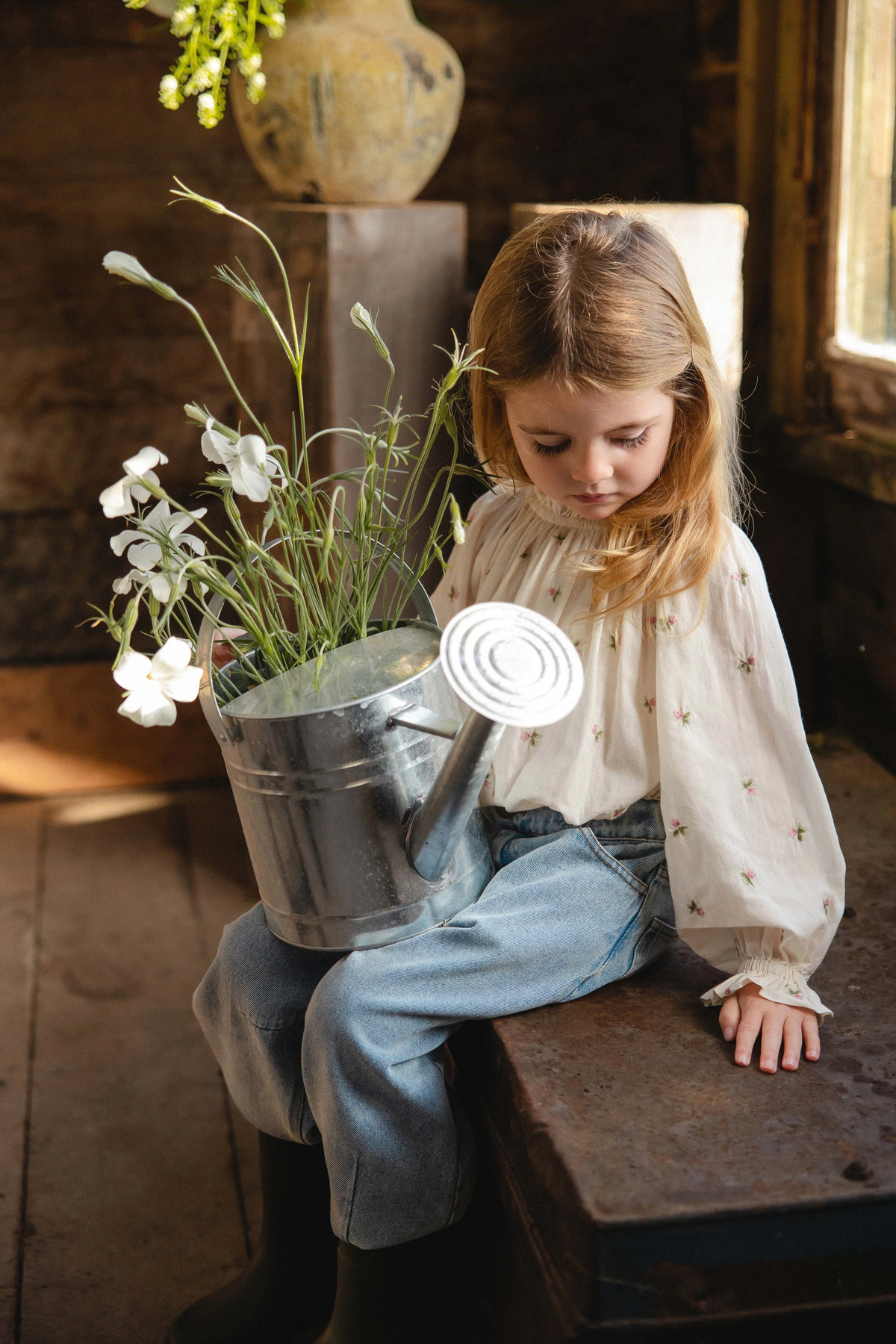 Organic Cotton Acacia Blouse - Rosebud Egret